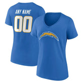 Los Angeles Chargers Women's Team Authentic Personalized Name & Number V-Neck T-Shirt - Powder Blue - NFL