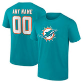 Miami Dolphins Team Authentic Personalized Name & Number T-Shirt - Aqua - NFL