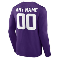 Minnesota Vikings Team Authentic Personalized Name & Number Long Sleeve T-Shirt - Purple - NFL