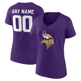 Minnesota Vikings Women's Team Authentic Personalized Name & Number V-Neck T-Shirt - Purple - NFL