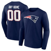 New England Patriots Team Authentic Personalized Name & Number Long Sleeve T-Shirt - Navy - NFL