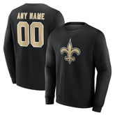 New Orleans Saints Team Authentic Personalized Name & Number Sweatshirt - Black - NFL