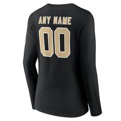 New Orleans Saints Women's Team Authentic Personalized Name & Number Long Sleeve V-Neck T-Shirt - Black - NFL