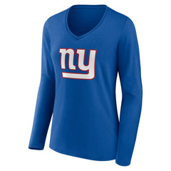New York Giants Women's Team Authentic Personalized Name & Number Long Sleeve V-Neck T-Shirt - Royal - NFL