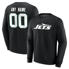 New York Jets Team Authentic Personalized Name & Number Sweatshirt - Black - NFL