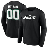 New York Jets Team Authentic Personalized Name & Number Long Sleeve T-Shirt - Black - NFL