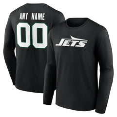 New York Jets Team Authentic Personalized Name & Number Long Sleeve T-Shirt - Black - NFL