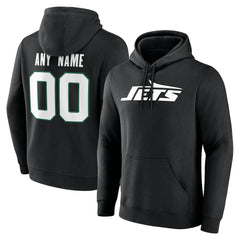 New York Jets Team Authentic Personalized Name & Number Hoodie - Black - NFL