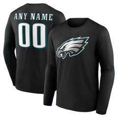 Philadelphia Eagles Team Authentic Personalized Name & Number Long Sleeve T-Shirt - Black - NFL