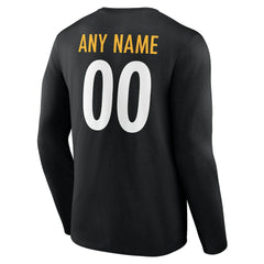 Pittsburgh Steelers Team Authentic Personalized Name & Number Long Sleeve T-Shirt - Black - NFL