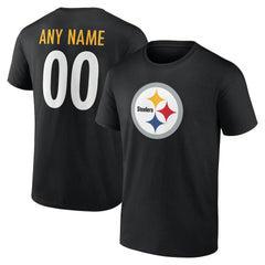 Pittsburgh Steelers Team Authentic Personalized Name & Number T-Shirt - Black - NFL