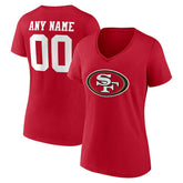 San Francisco 49ers Women's Team Authentic Personalized Name & Number V-Neck T-Shirt - Scarlet - NFL