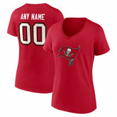 Tampa Bay Buccaneers Women's Team Authentic Personalized Name & Number V-Neck T-Shirt - Red - NFL