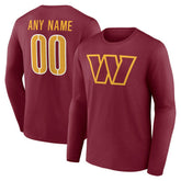 Washington Commanders Team Authentic Personalized Name & Number Long Sleeve T-Shirt - Burgundy - NFL