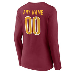 Washington Commanders Women's Team Authentic Personalized Name & Number Long Sleeve V-Neck T-Shirt - Burgundy - NFL