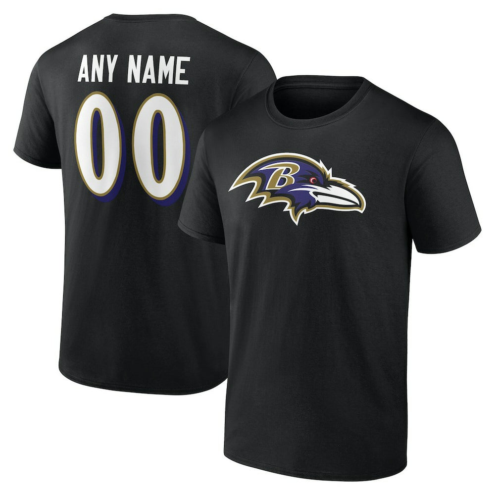 Baltimore Ravens Big & Tall Team Authentic Custom T-Shirt - Black - NFL