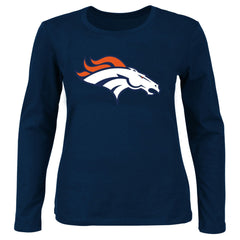 Denver Broncos Women's Plus Size Scoop Neck Long Sleeve T-Shirt - Navy - Fanatics