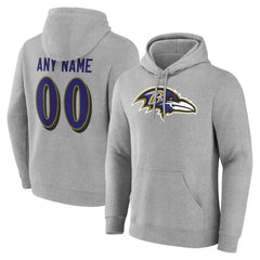 Baltimore Ravens Big & Tall Team Authentic Custom Hoodie - Gray - NFL