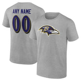 Baltimore Ravens Big & Tall Team Authentic Custom T-Shirt - Gray - NFL
