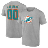 Miami Dolphins Big & Tall Team Authentic Custom T-Shirt - Gray - NFL