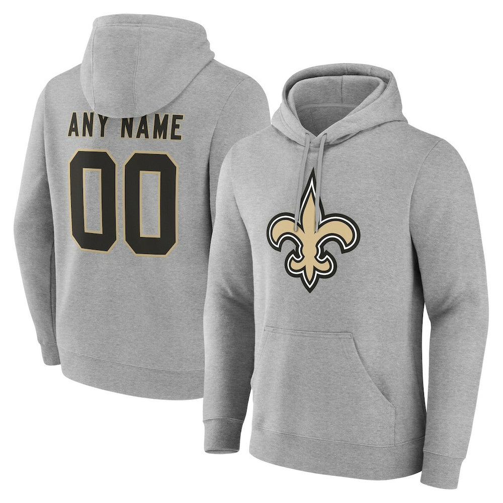 New Orleans Saints Big & Tall Team Authentic Custom Hoodie - Gray - NFL