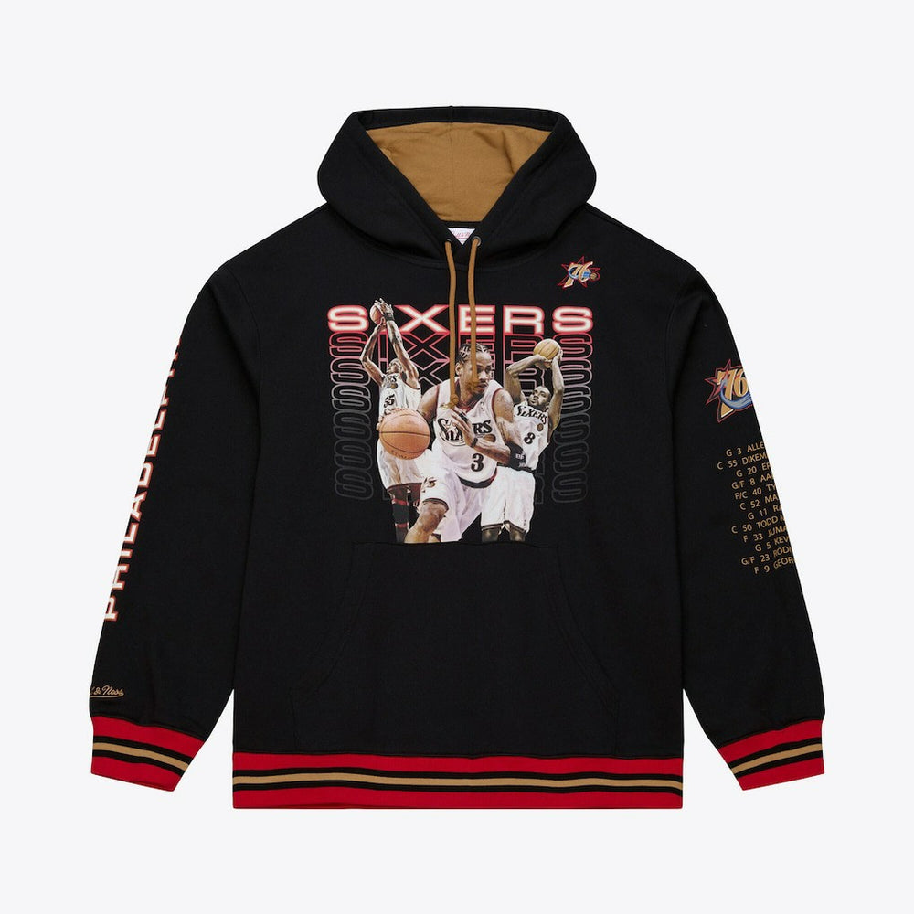 Mitchell & Ness Philadelphia 76ers Hardwood Classics Originals Collection 2000-2001 Team Roster Fleece Hoodie Black