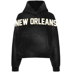 WRLDINVSN x New Orleans Saints Unisex Cozy Cropped Hoodie - Black - NFL