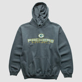 Green Bay Packers 2000s Hooded Pullover Sweatshirt - Dark Heather Gray Vintage - Fanatics