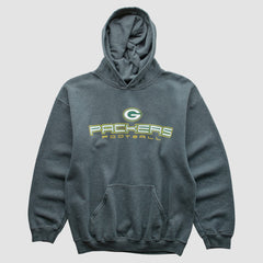 Green Bay Packers 2000s Hooded Pullover Sweatshirt - Dark Heather Gray Vintage - Fanatics
