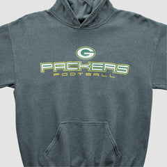 Green Bay Packers 2000s Hooded Pullover Sweatshirt - Dark Heather Gray Vintage - Fanatics