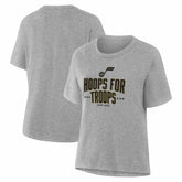 Utah Jazz Women's Hoops For Troops T-Shirt Gray