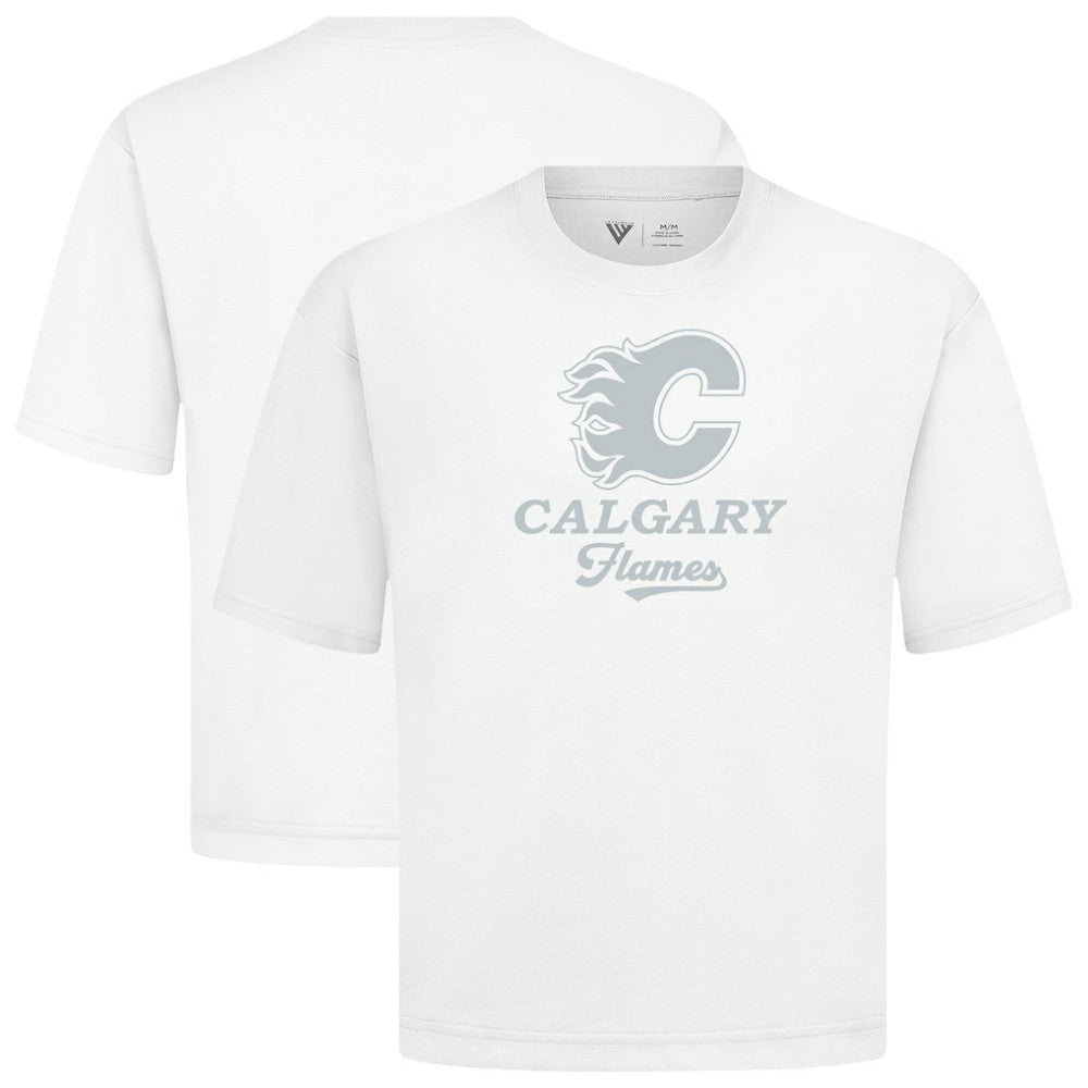 Calgary Flames Levelwear Shadow Surge Luxe Signature Knit T-Shirt - White | NHL online