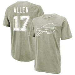 Josh Allen Buffalo Bills Majestic Threads Mineral Wash Name & Number T-Shirt - Moss Green - NFL