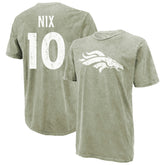 Bo Nix Denver Broncos Majestic Threads Mineral Wash Name & Number T-Shirt - Moss Green - NFL