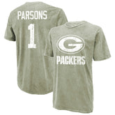 Micah Parsons Green Bay Packers Majestic Threads Mineral Wash Name & Number T-Shirt - Moss Green - NFL