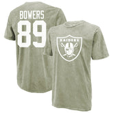 Brock Bowers Las Vegas Raiders Majestic Threads Mineral Wash Name & Number T-Shirt - Moss Green - NFL