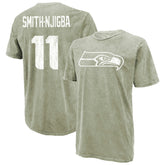 Jaxon Smith-Njigba Seattle Seahawks Majestic Threads Mineral Wash Name & Number T-Shirt - Moss Green - NFL