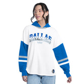 Dallas Mavericks G-III 4Her by Carl Banks Women's Key Player Oversized Hooded Long Sleeve T-Shirt White/Royal