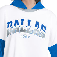 Dallas Mavericks G-III 4Her by Carl Banks Women's Key Player Oversized Hooded Long Sleeve T-Shirt White/Royal