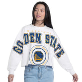 Golden State Warriors G-III 4Her by Carl Banks Women's Bleachers Cropped French Terry Sweatshirt White