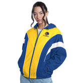 Golden State Warriors G-III 4Her by Carl Banks Women's Quarterback Lightweight Oversized Full-Zip Jacket Royal/Gold