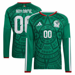 Adidas - Mexico National Team 2026 Home Replica Long Sleeve Custom Jersey - Green