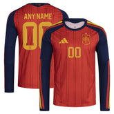 Adidas - Spain National Team FIFA x World Cup 2026 Home Replica Long Sleeve Custom Jersey - Red