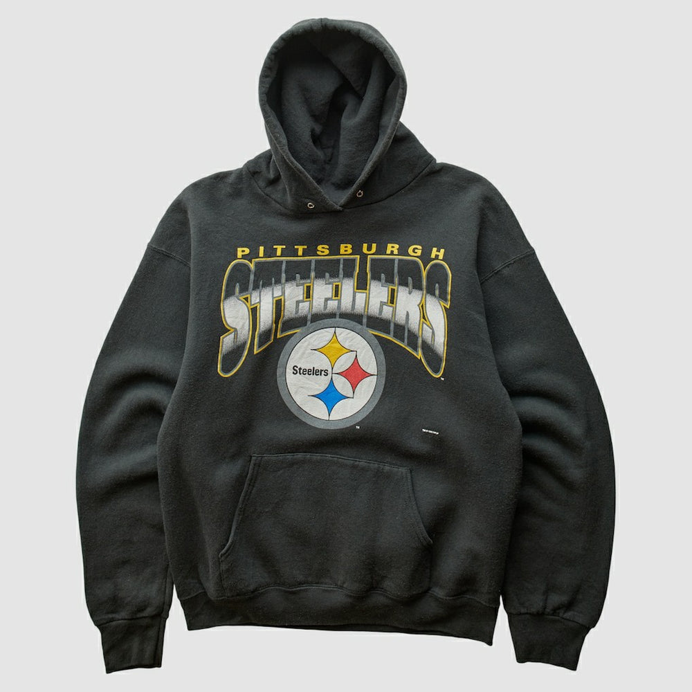 Pittsburgh Steelers 90s Hooded Pullover Sweatshirt - Black Vintage - Fanatics