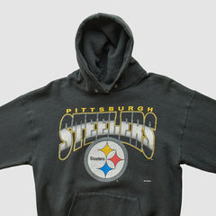 Pittsburgh Steelers 90s Hooded Pullover Sweatshirt - Black Vintage - Fanatics