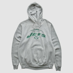 New York Jets NFL 2000s Hooded Pullover Sweatshirt - Heather Gray Vintage - Fanatics