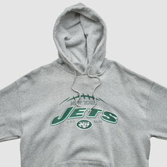 New York Jets NFL 2000s Hooded Pullover Sweatshirt - Heather Gray Vintage - Fanatics