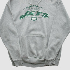 New York Jets NFL 2000s Hooded Pullover Sweatshirt - Heather Gray Vintage - Fanatics