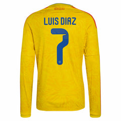 Adidas - Luis Diaz Colombia National Team 2026 Home Replica Long Sleeve Jersey - Yellow