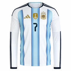 Adidas - Rodrigo De Paul Argentina National Team 2026 Home Replica Long Sleeve Jersey - White